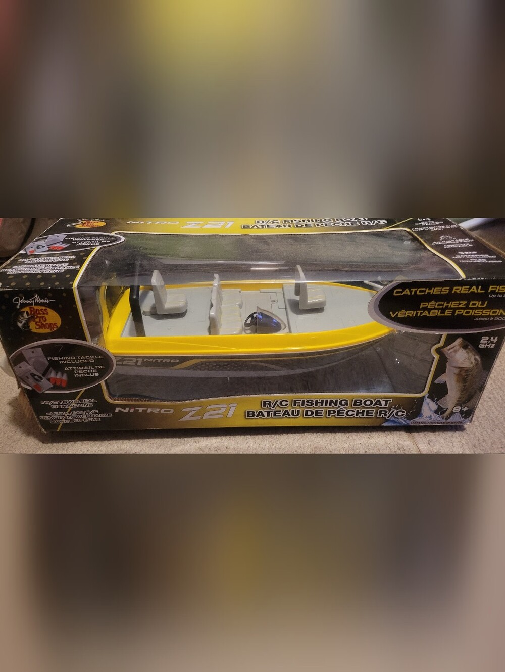 Bass Pro Shops Yellow Nitro Z21 R/C Fishing Boat
